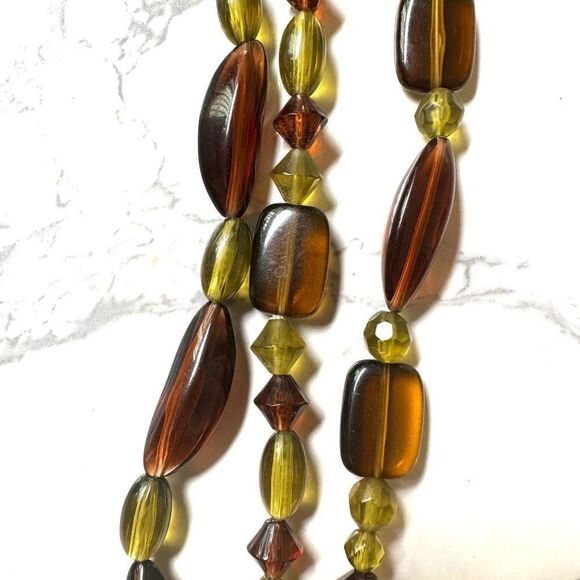 Green and brown multi strand necklace - Picture 5 of 8